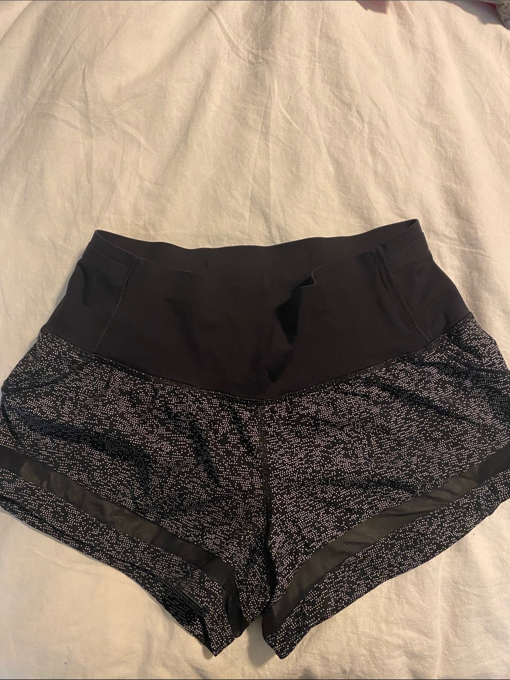 lululemon athletica Pace Perfect Black Printed Athletic Shorts